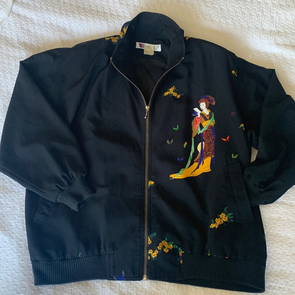Vintage Geisha graphic bomber jacket